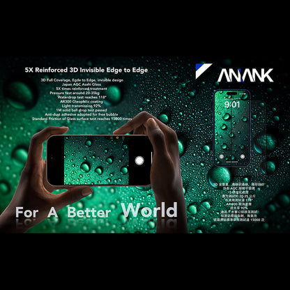 Folie de protectie Ecran Anank 5X Reinforced Invisible pentru Apple iPhone 17 Pro, Sticla Securizata, Full Glue, 3D, Neagra