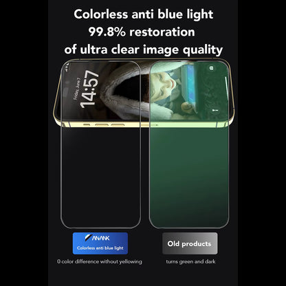 Folie de protectie Ecran Anti Blue Light Anank 3X Reinforced pentru Apple iPhone 16, Sticla Securizata, Full Glue, 2.5D, Neagra