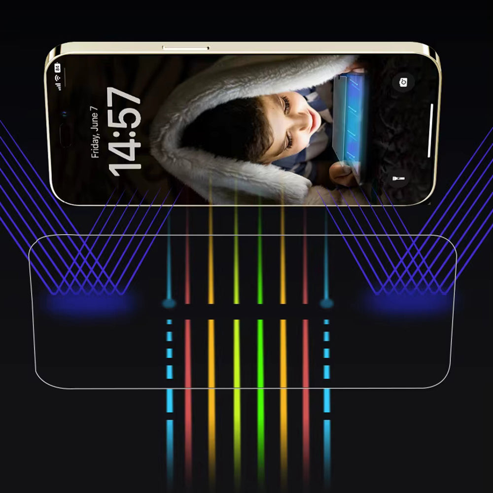 Folie de protectie Ecran Anti Blue Light Anank pentru Apple iPhone 14 Pro Max, Sticla Securizata, Full Glue, 2.5D, Neagra