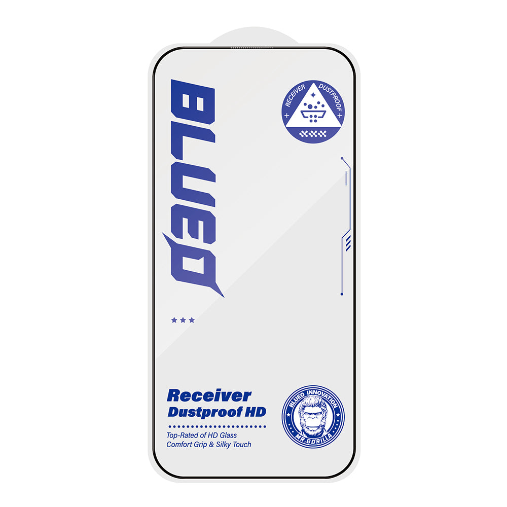 Folie de protectie Ecran Blueo Anti-Dust HD pentru Apple iPhone 15 Pro, Sticla Securizata, Full Glue, Neagra