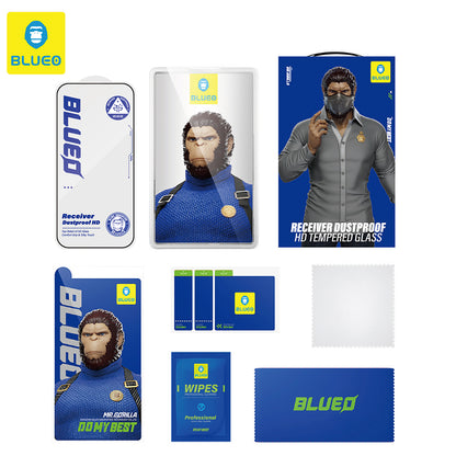Folie de protectie Ecran Blueo Anti-Dust HD pentru Apple iPhone 15 Pro, Sticla Securizata, Full Glue, Neagra