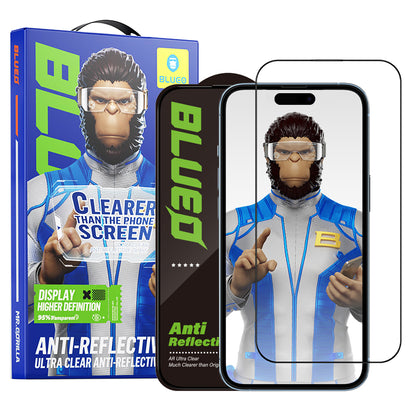 Folie de protectie Ecran Blueo Anti-Reflective HD pentru Apple iPhone 14 Pro, Sticla Securizata, Full Glue, Neagra