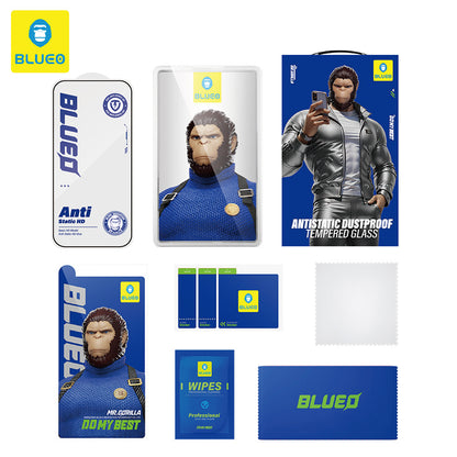Folie de protectie Ecran Blueo Anti-Static HD pentru Apple iPhone 18 Pro Max / 17 Pro Max / 16 Pro Max, Sticla Securizata, Full Glue, Neagra