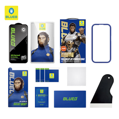 Folie de protectie Ecran Blueo AR pentru Apple iPhone 16 Pro, Sticla Securizata, Full Glue, 3D, Neagra
