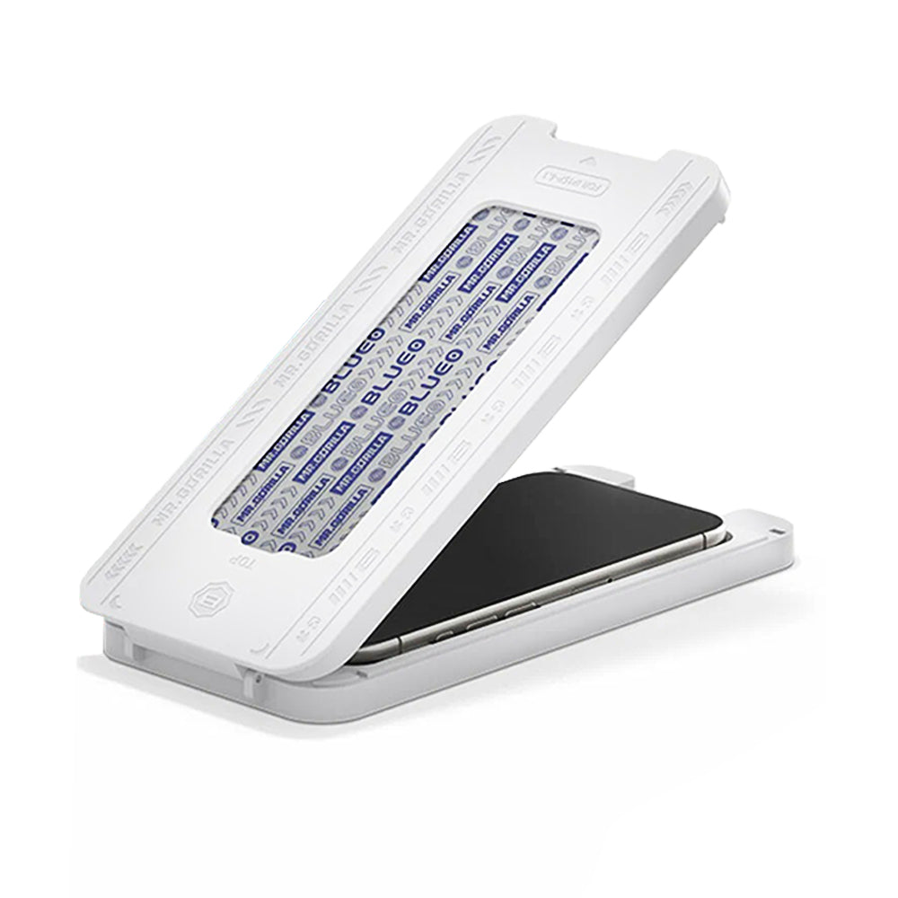 Folie de protectie Ecran Blueo Crystal Anti-Scratch Applicator pentru Apple iPhone 15 Pro Max, Sticla Securizata, Full Glue, Neagra