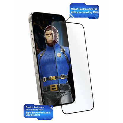 Folie de protectie Ecran Blueo Crystal Anti-Scratch Applicator pentru Apple iPhone 15 Pro Max, Sticla Securizata, Full Glue, Neagra