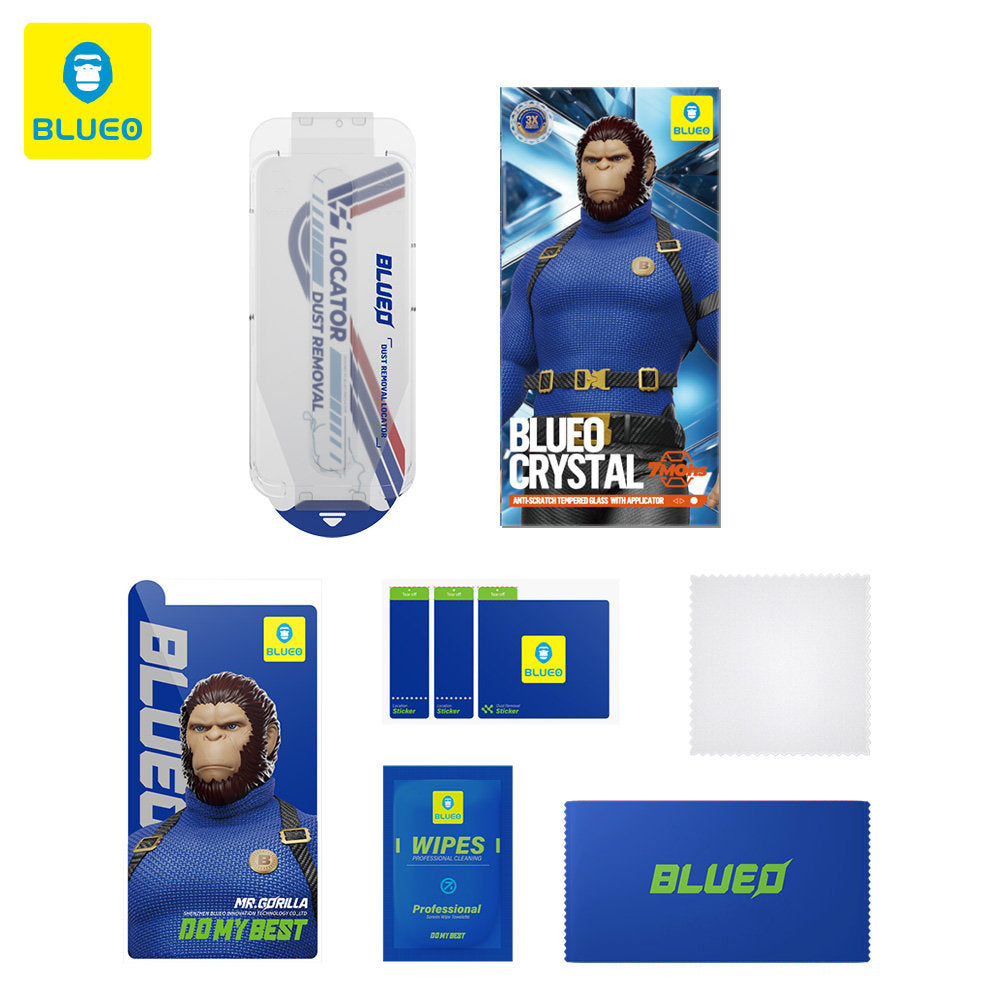 Folie de protectie Ecran Blueo Crystal Anti-Scratch Applicator pentru Apple iPhone 15 Pro Max, Sticla Securizata, Full Glue, Neagra
