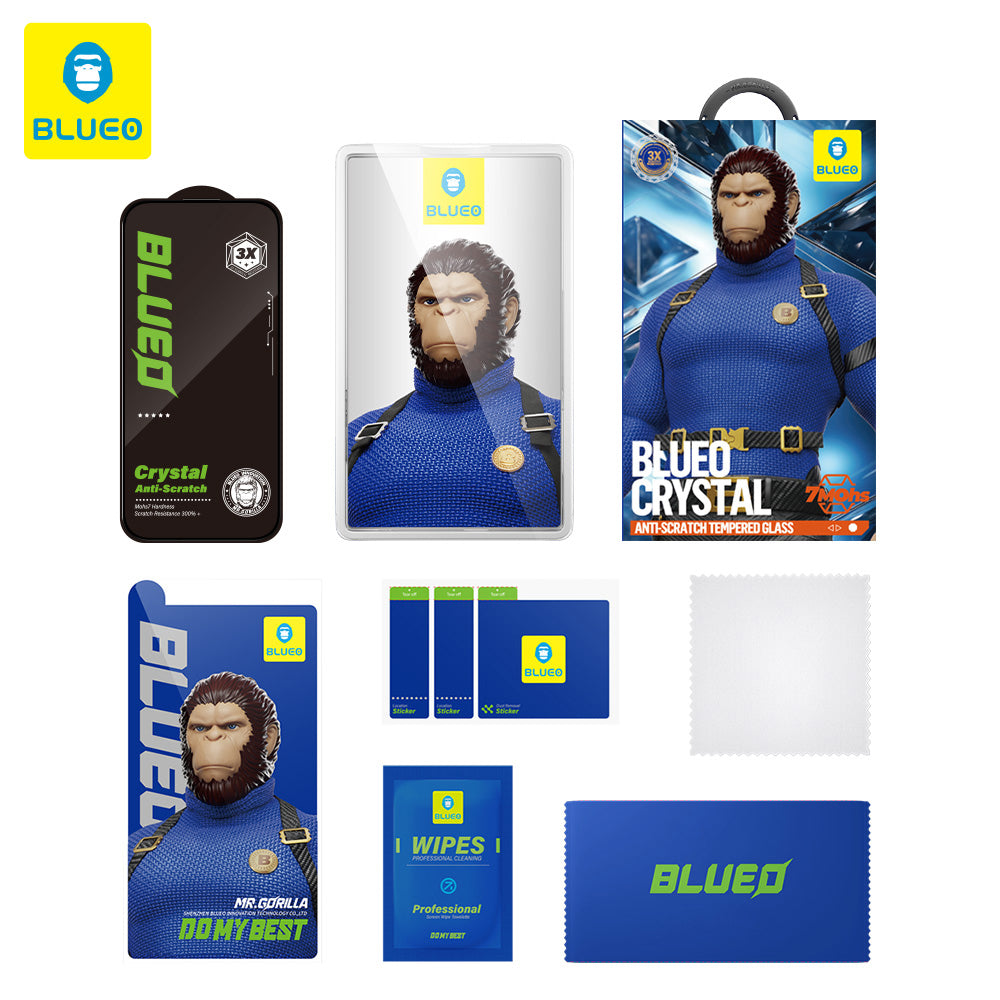 Folie de protectie Ecran Blueo Crystal Anti-Scratch pentru Apple iPhone 15 Pro Max, Sticla Securizata, Full Glue, Neagra