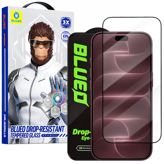 Folie de protectie Ecran Blueo Drop Resistant pentru Apple iPhone 18 Pro Max / 17 Pro Max / 16 Pro Max, Sticla Securizata, Full Glue, Neagra