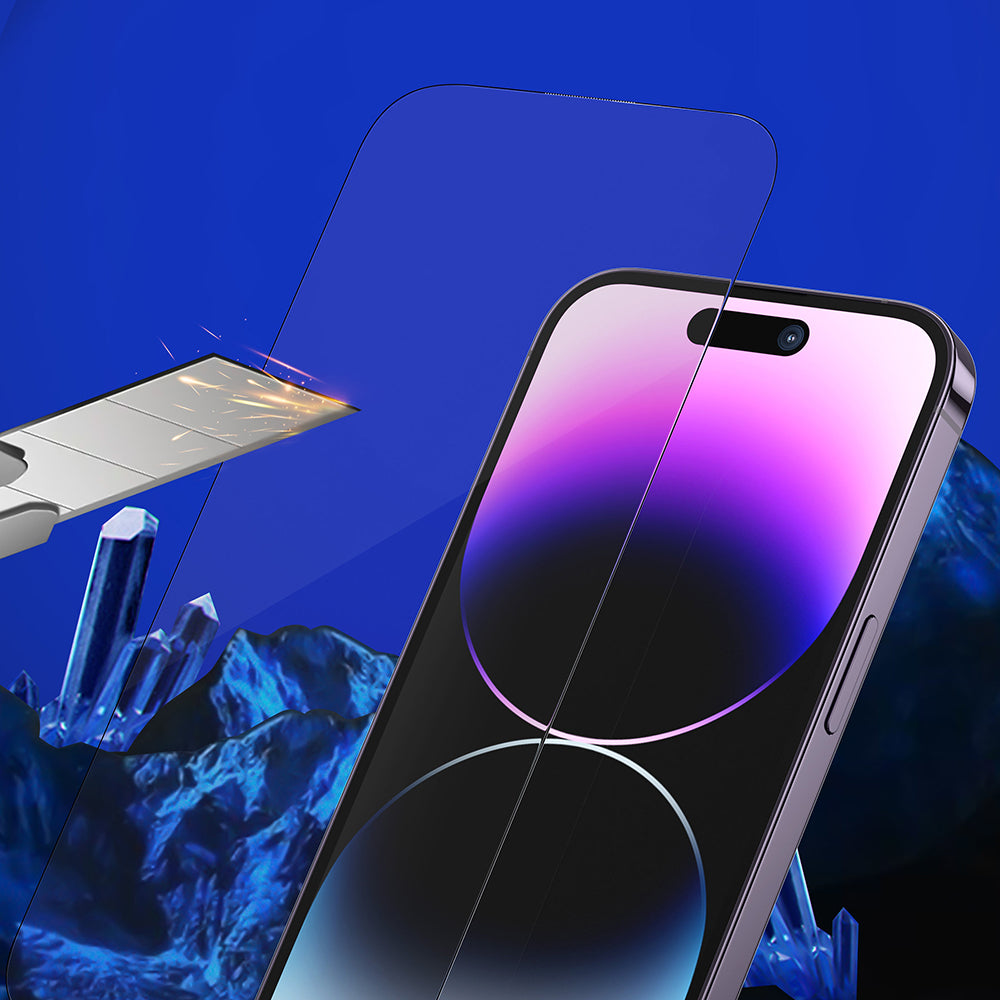 Folie de protectie Ecran Blueo Sapphire Applicator Pro pentru Apple iPhone 15 Pro Max, Sticla Securizata, Full Glue, Neagra