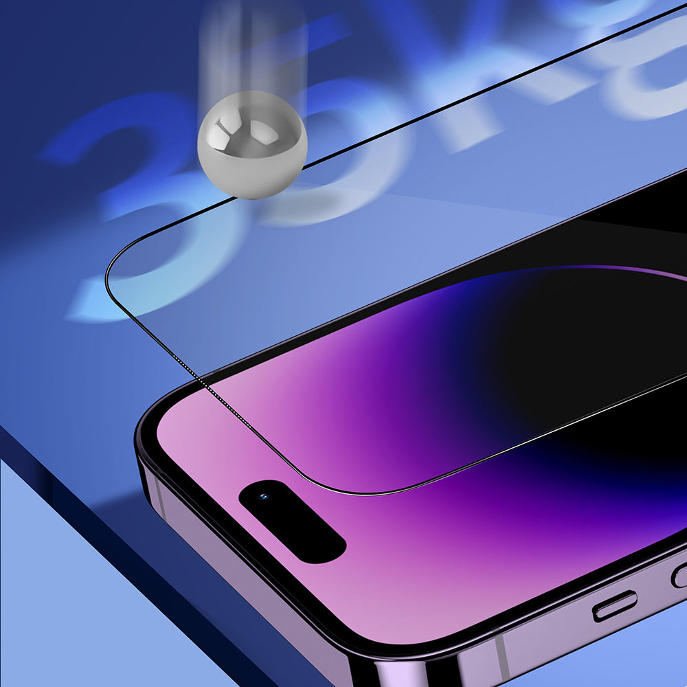 Folie de protectie Ecran Blueo Sapphire Applicator Pro pentru Apple iPhone 15 Pro, Sticla Securizata, Full Glue, Neagra