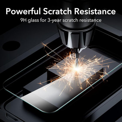Folie de protectie Ecran ESR pentru Apple iPhone 17 / 16 Pro, Sticla Securizata, Full Glue, Set 3 bucati