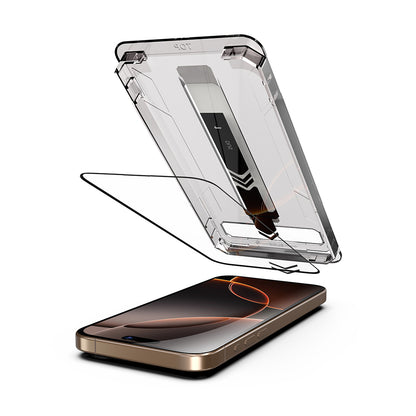 Folie de protectie Ecran Techsuit TitanGlass pentru Apple iPhone 17 Pro, Sticla Securizata, Full Glue, Set 2 bucati, Neagra