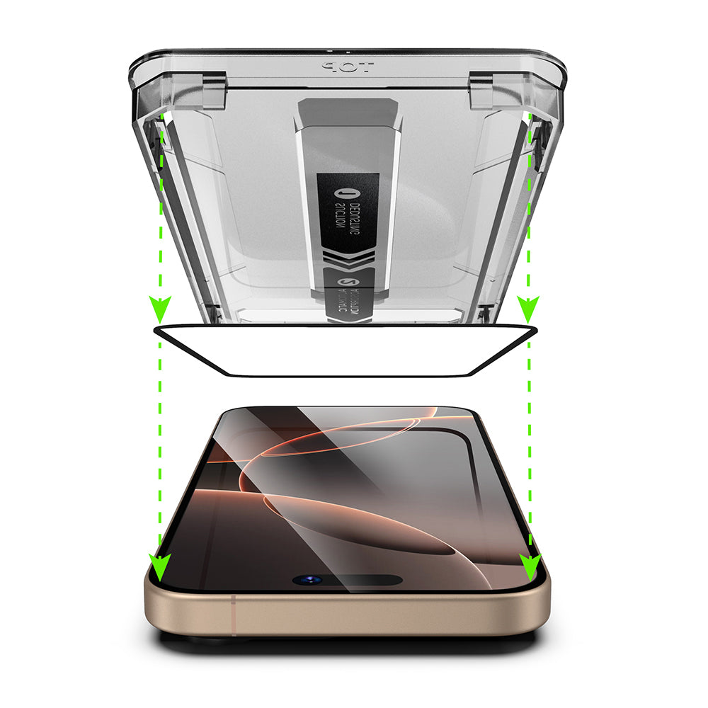Folie de protectie Ecran Techsuit TitanGlass pentru Apple iPhone 17 Pro, Sticla Securizata, Full Glue, Set 2 bucati, Neagra