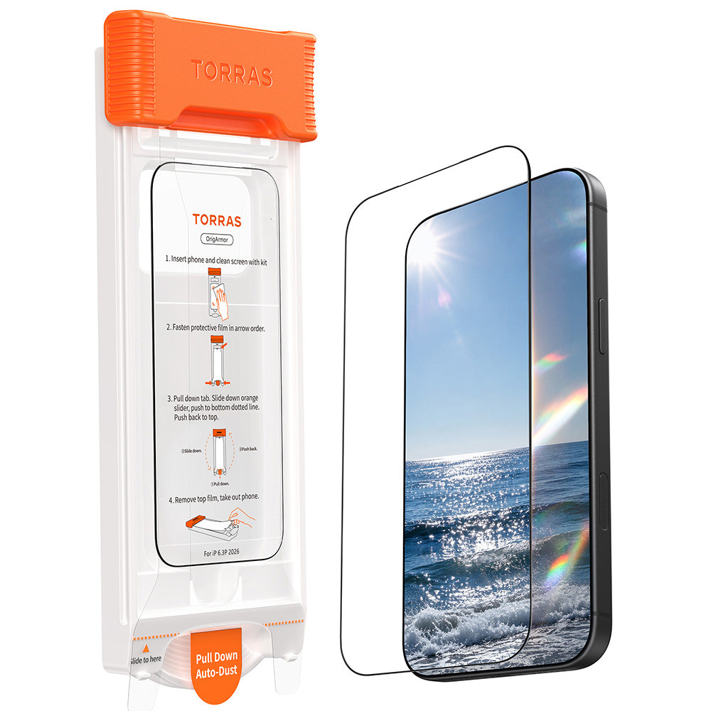 Folie de protectie Ecran Torras OrigArmor pentru Apple iPhone 18 Pro / 17 Pro, Sticla Securizata, Full Glue