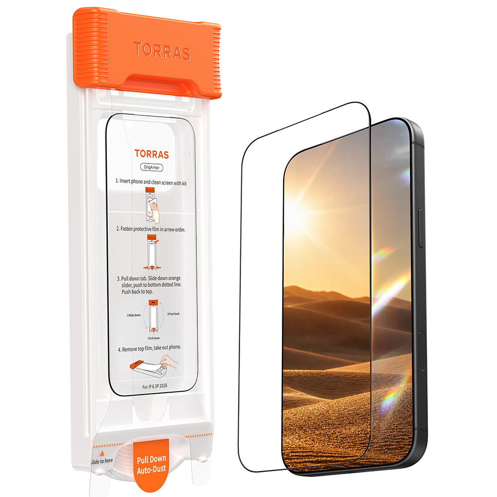Folie de protectie Ecran Torras OrigArmor pentru Apple iPhone 18 Pro Max / 17 Pro Max, Sticla Securizata, Full Glue