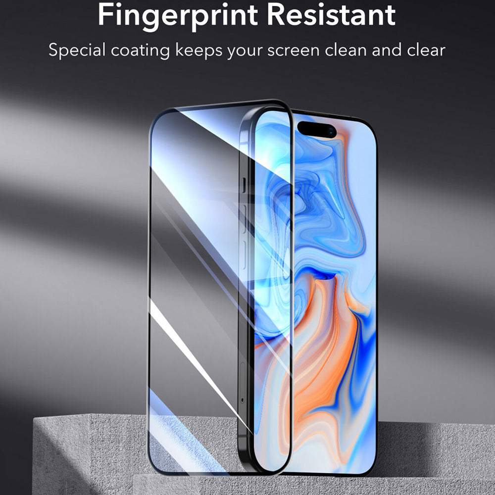 Folie de protectie Ecran ESR pentru Apple iPhone 15, Sticla Securizata, Full Glue, Neagra