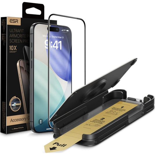 Folie de protectie Ecran  ESR UltraFit Armorite Pro pentru Apple iPhone 17 Pro, Sticla Securizata, Full Glue, Neagra