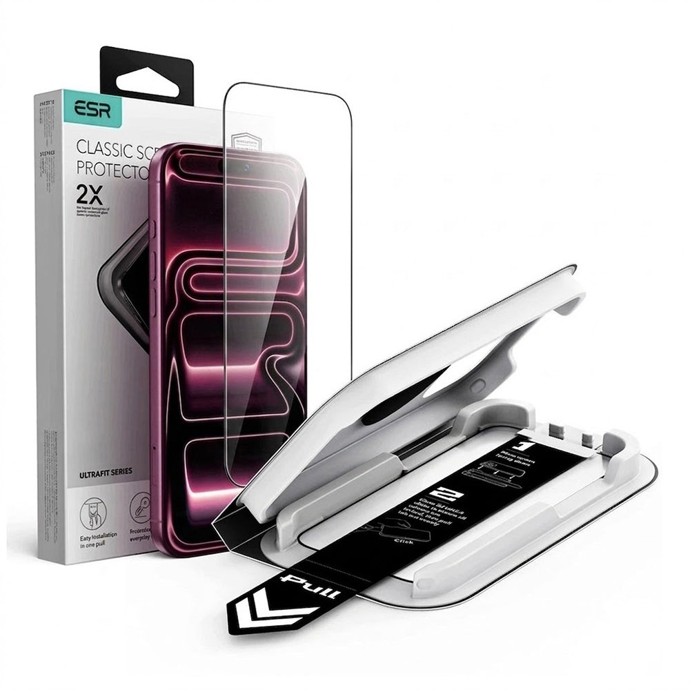 Folie de protectie Ecran ESR UltraFit Classic pentru Apple iPhone 18 Pro Max / 17 Pro Max, Sticla Securizata, Full Glue, Neagra