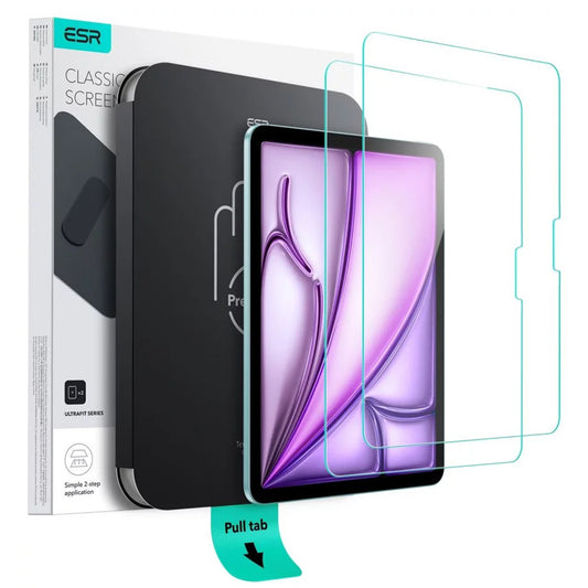 Folie de protectie Ecran ESR UltraFit pentru Apple iPad Air 11 (2025) / Air 11 (2024), Sticla Securizata, Full Glue, Set 2 bucati