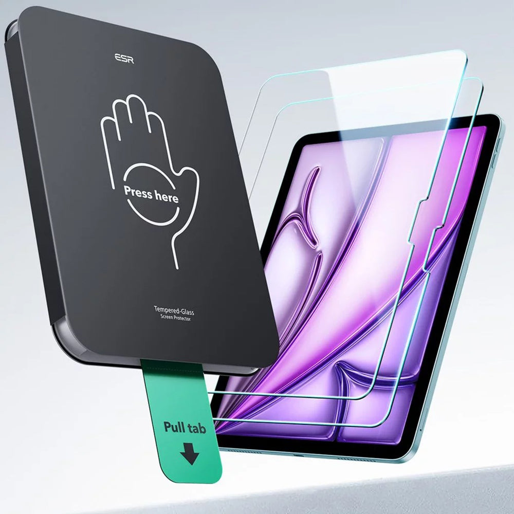 Folie de protectie Ecran ESR UltraFit pentru Apple iPad Air 11 (2025) / Air 11 (2024), Sticla Securizata, Full Glue, Set 2 bucati