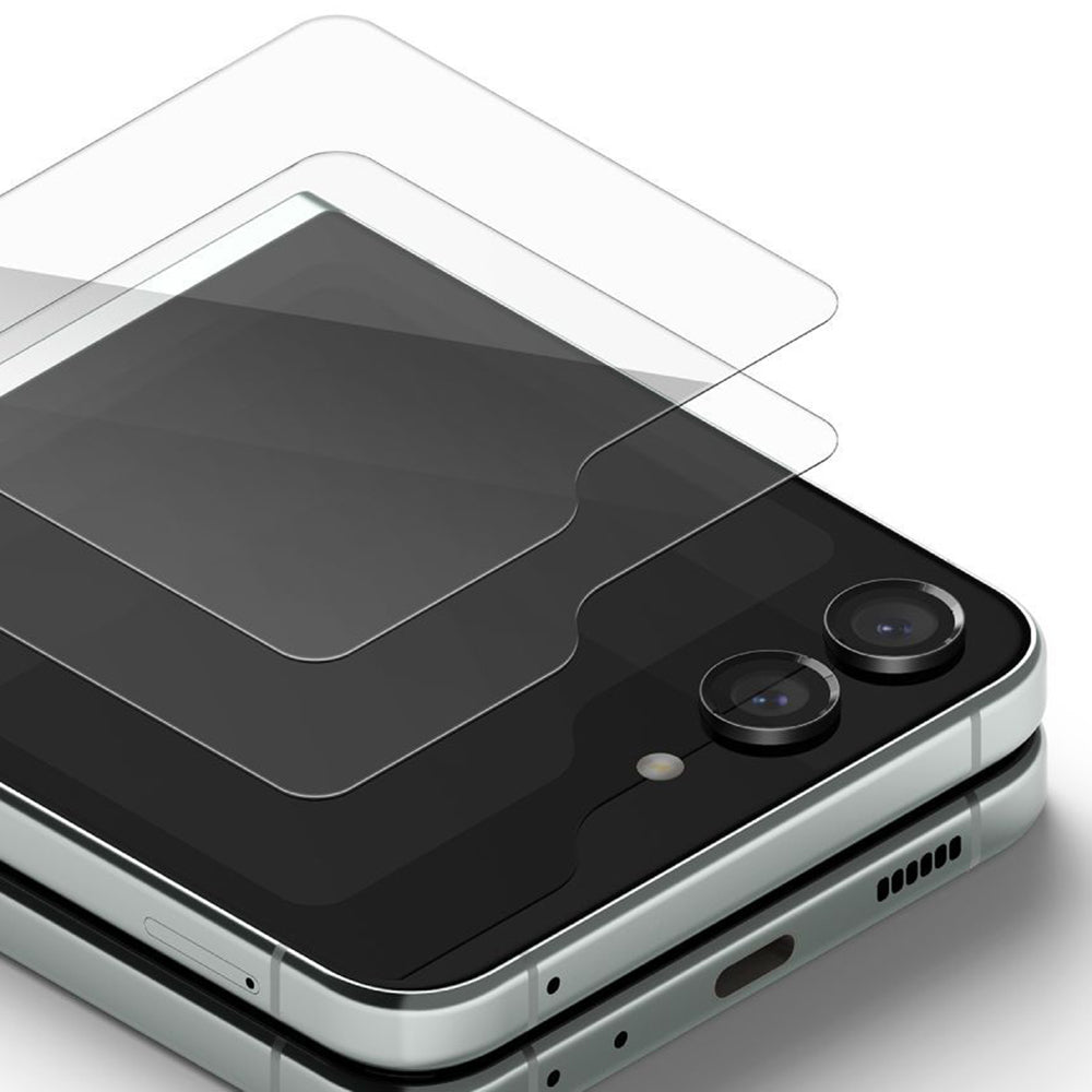 Folie de protectie Ecran Exterior Ringke pentru Samsung Galaxy Z Flip5 F731, Sticla Securizata, Full Glue, Set 2 bucati