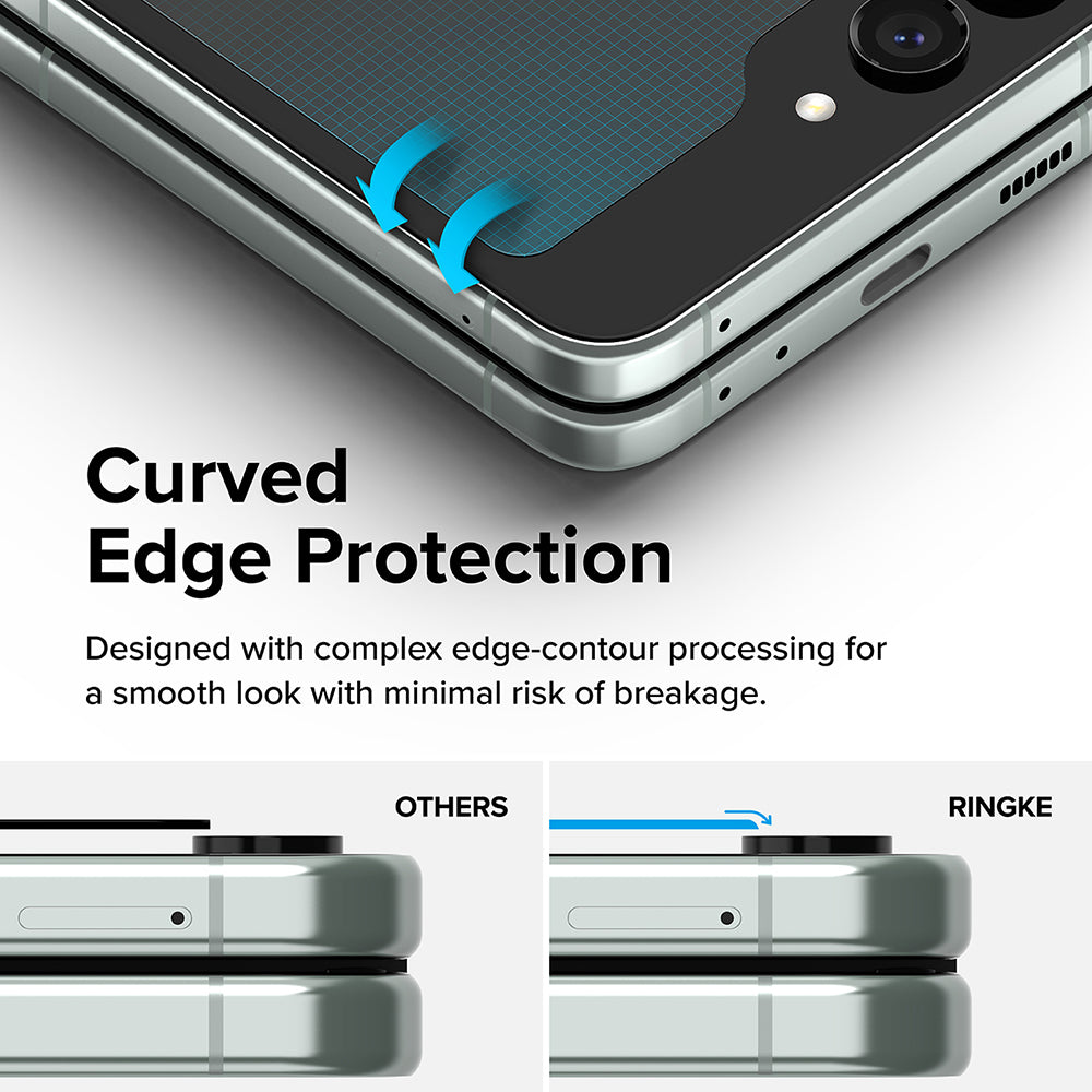 Folie de protectie Ecran Exterior Ringke pentru Samsung Galaxy Z Flip5 F731, Sticla Securizata, Full Glue, Set 2 bucati