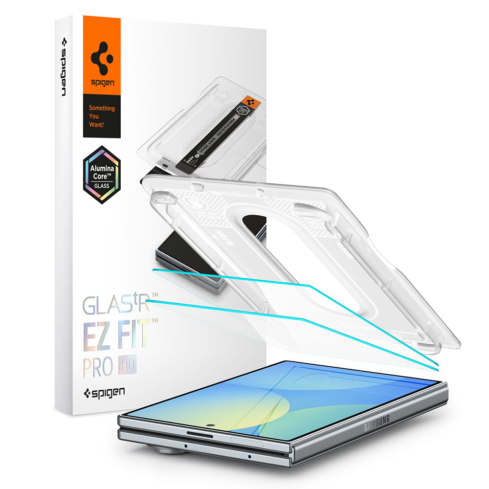 Folie de protectie Ecran Exterior Spigen GlastR EZ FIT Pro HD pentru Samsung Galaxy Z Fold8 F971, Sticla Securizata, Full Glue, Set 2 bucati AGL11943