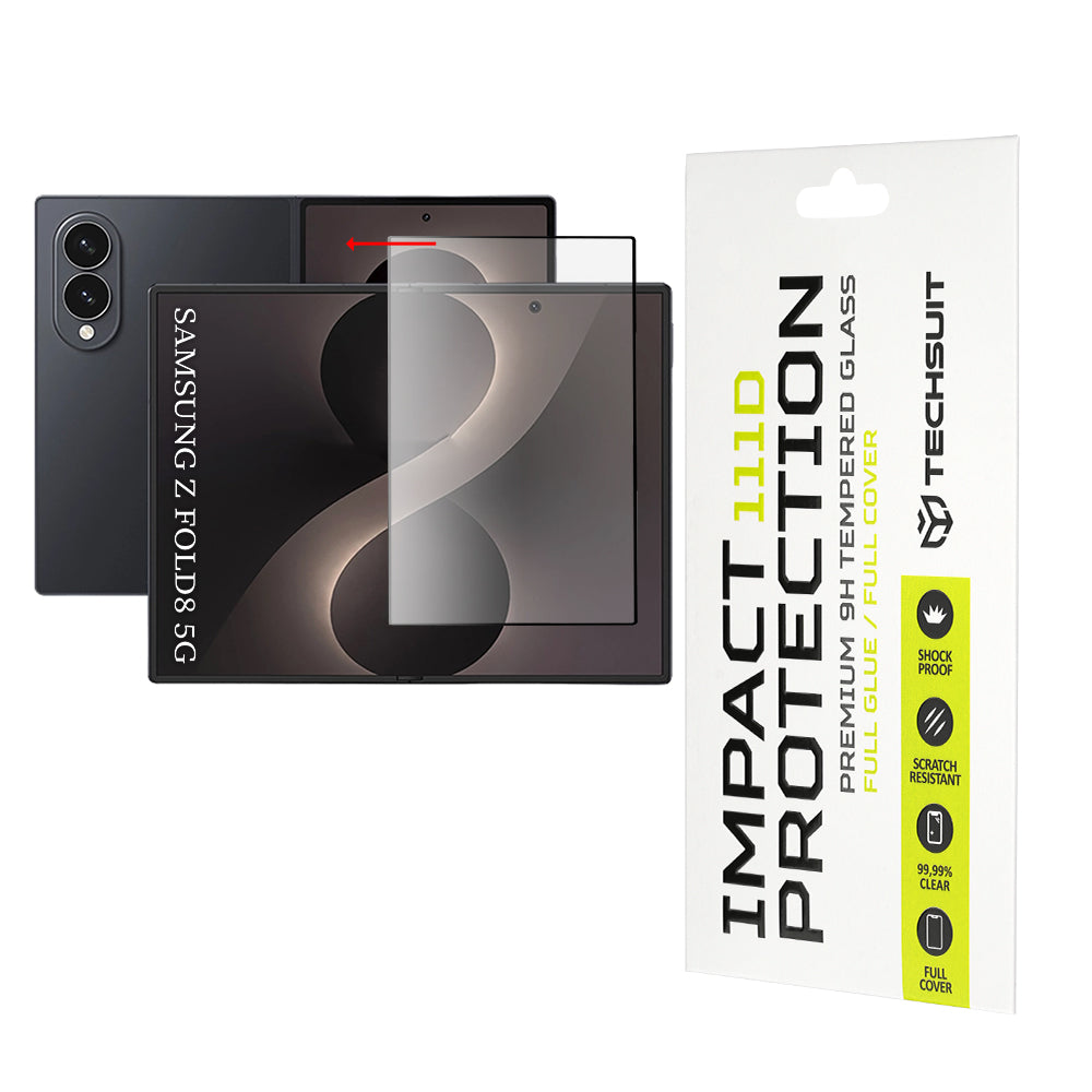 Folie de protectie Ecran Interior Techsuit pentru Samsung Galaxy Z Fold8 F976, Sticla Securizata, Full Glue, 111D, Neagra