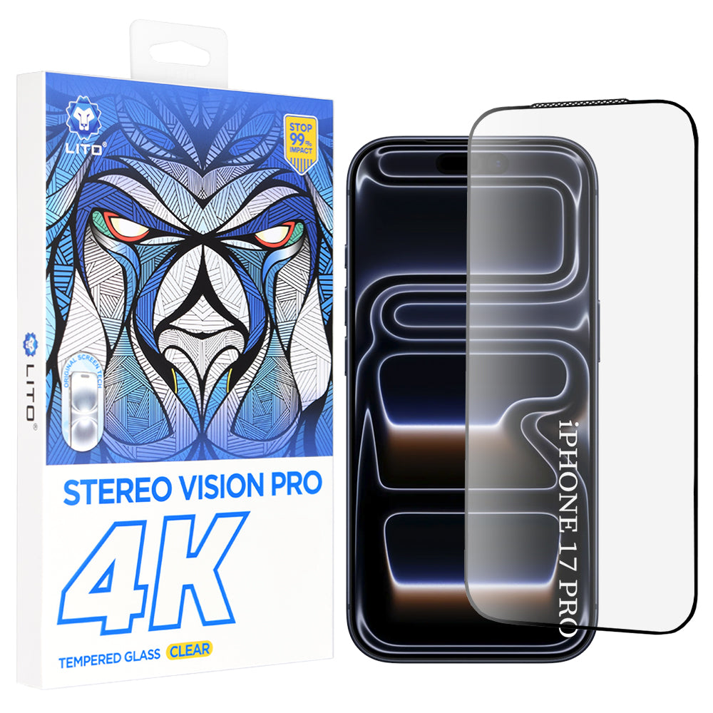Folie de protectie Ecran Lito D+ Max 4K pentru Apple iPhone 17 Pro, Sticla Securizata, Full Glue, Neagra