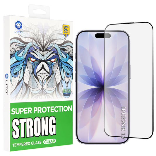 Folie de protectie Ecran Lito D+ Max Strong pentru Apple iPhone 17 / 16 Pro, Sticla Securizata, Full Glue, Neagra