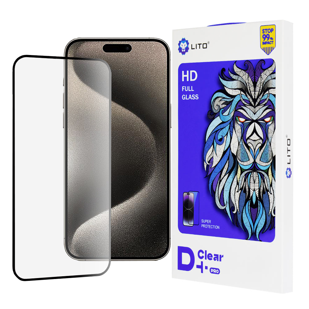 Folie de protectie Ecran Lito D+ Pro pentru Apple iPhone 15 Pro Max, Sticla Securizata, Full Glue, Neagra