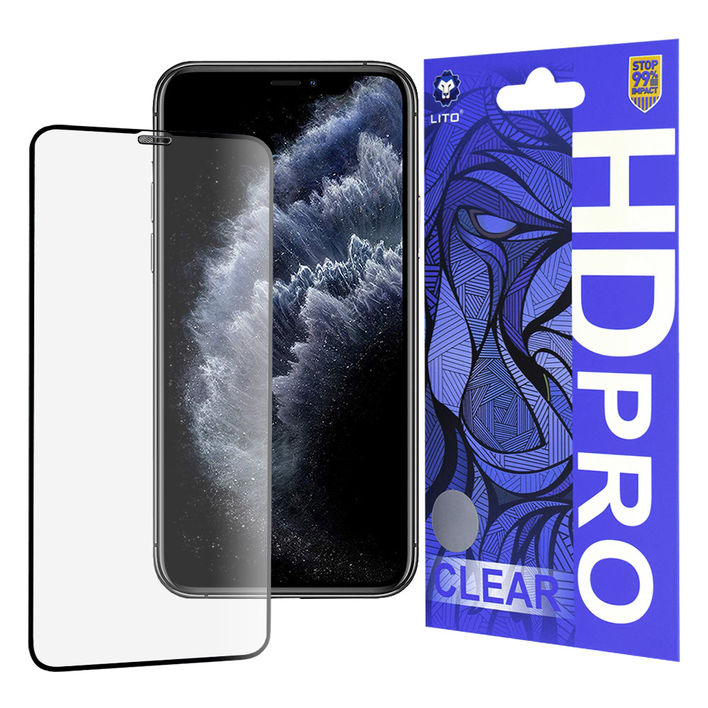 Folie de protectie Ecran Lito HD Pro Clear pentru Apple iPhone 11 Pro Max / XS Max, Sticla Securizata, Full Glue, Neagra