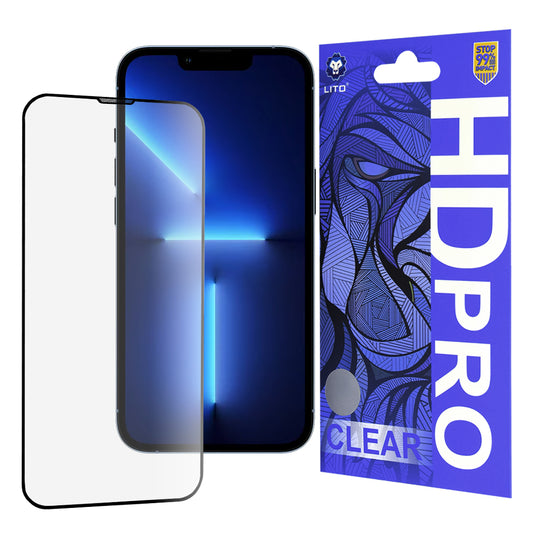 Folie de protectie Ecran Lito HD Pro Clear pentru Apple iPhone 14 Plus / 13 Pro Max, Sticla Securizata, Full Glue, Neagra