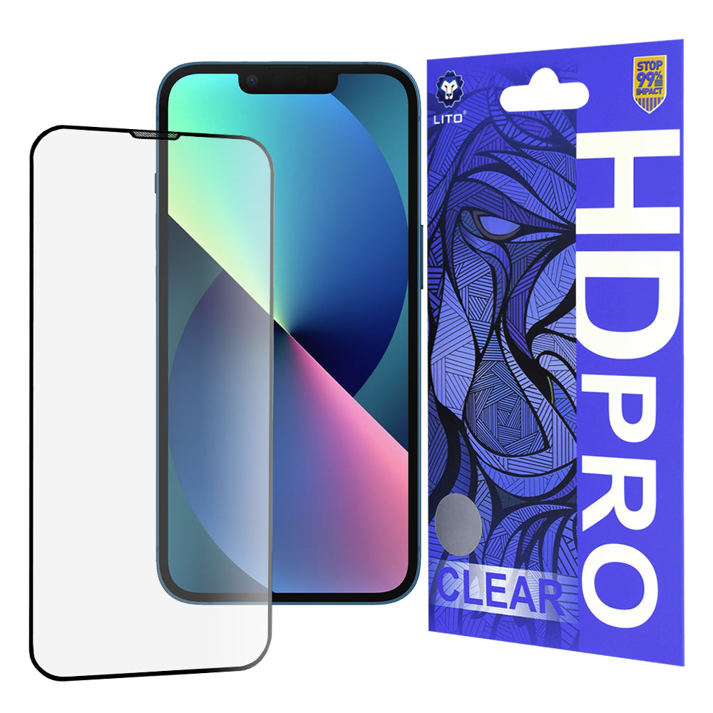 Folie de protectie Ecran Lito HD Pro Clear pentru Apple iPhone 17e / 16e / 14 / 13 Pro, Sticla Securizata, Full Glue, Neagra