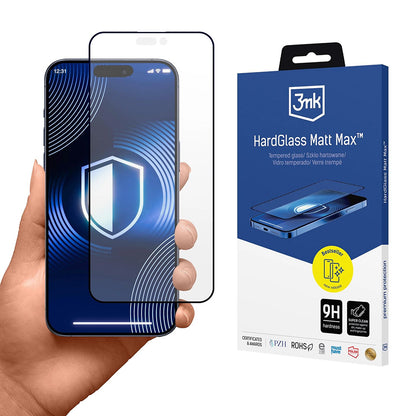 Folie de protectie Ecran Matte 3MK HardGlass Max pentru Apple iPhone 17 Pro, Sticla Securizata, Full Glue, Neagra
