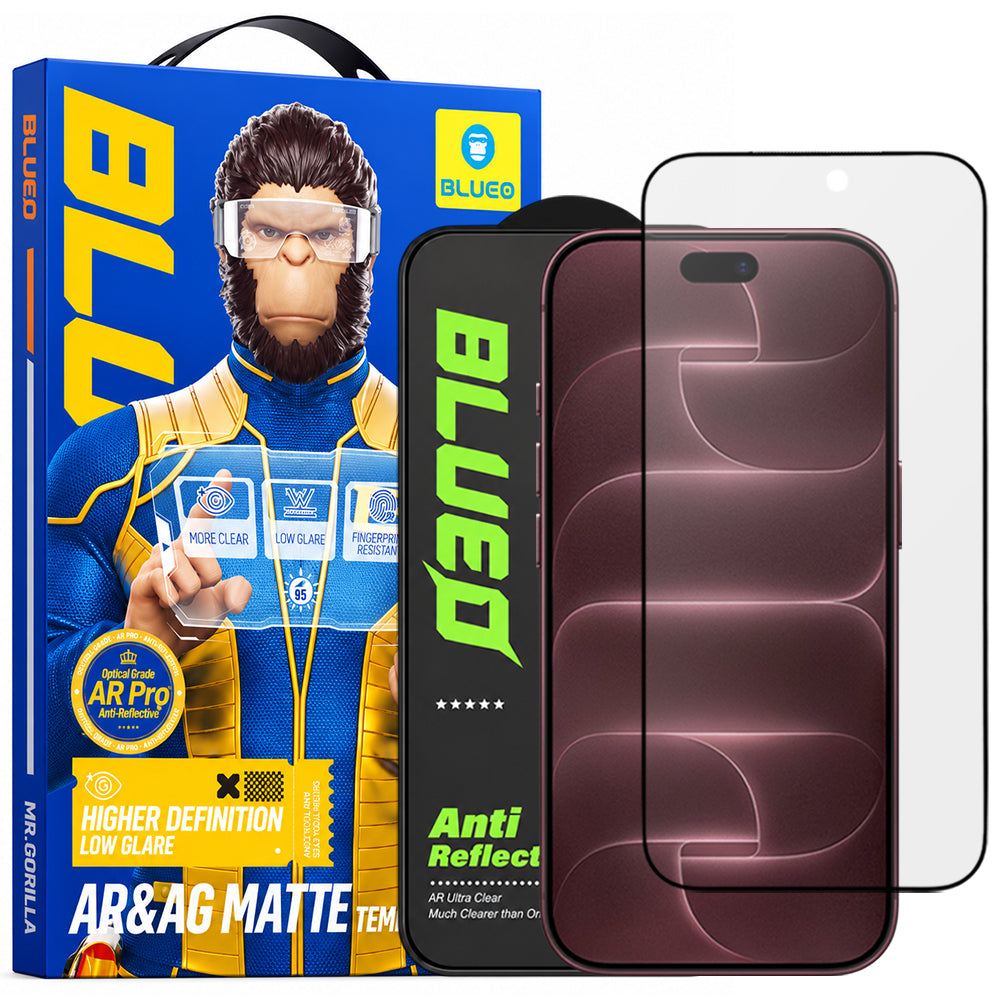 Folie de protectie Ecran Matte Blueo Anti Reflective HD pentru Apple iPhone 18 Pro Max, Sticla Securizata, Full Glue, Neagra