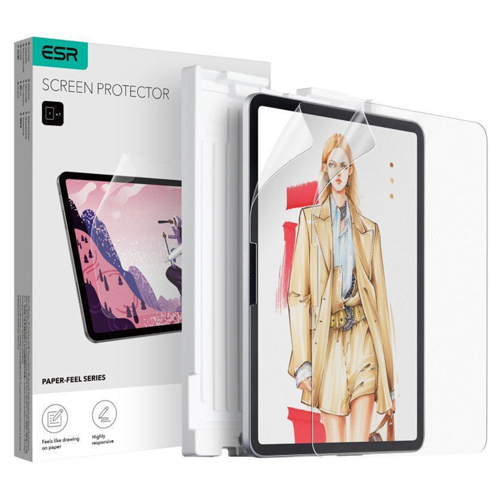 Folie de protectie Ecran Matte ESR Paper Feel pentru Apple iPad Air 13 (2026) / Pro 13 (2025), Plastic, Full Glue, Set 2 bucati