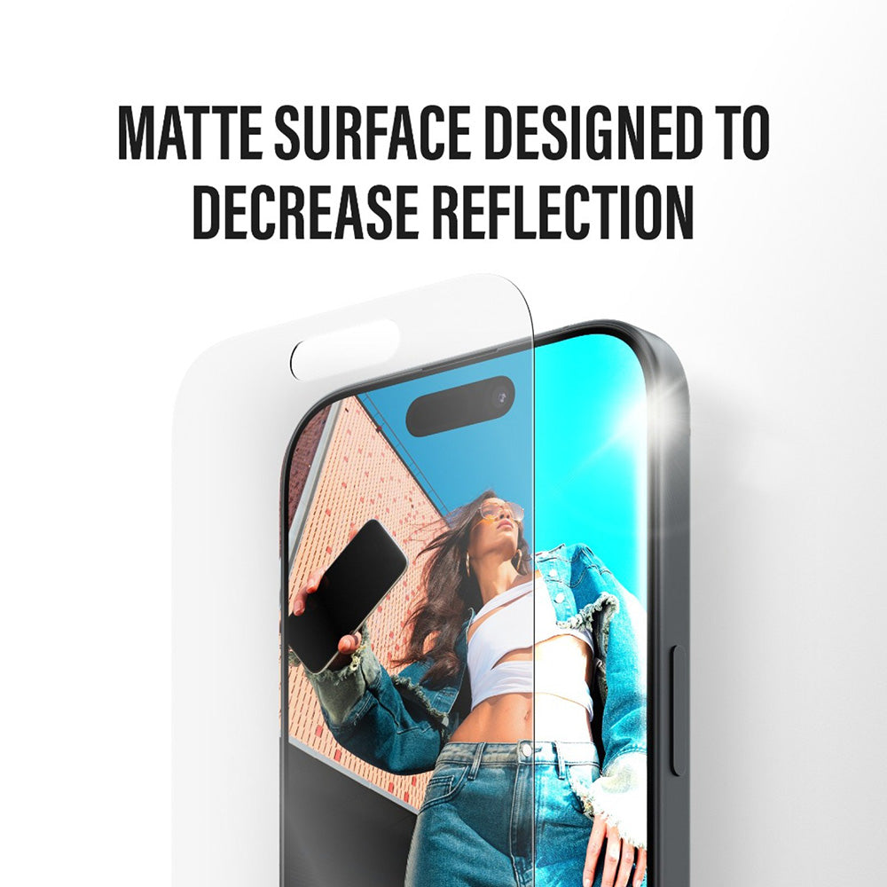 Folie de protectie Ecran Matte PanzerGlass Armor EasyAligner pentru Apple iPhone 17 / 16 Pro, Sticla Securizata, Full Glue