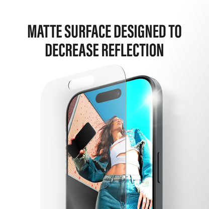 Folie de protectie Ecran Matte PanzerGlass Armor EasyAligner pentru Apple iPhone 17 / 16 Pro, Sticla Securizata, Full Glue