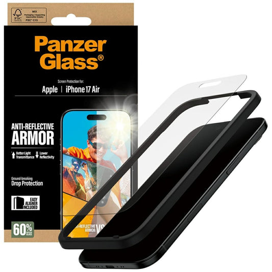 Folie de protectie Ecran Matte PanzerGlass Armor EasyAligner pentru Apple iPhone 17 Air, Sticla Securizata, Full Glue