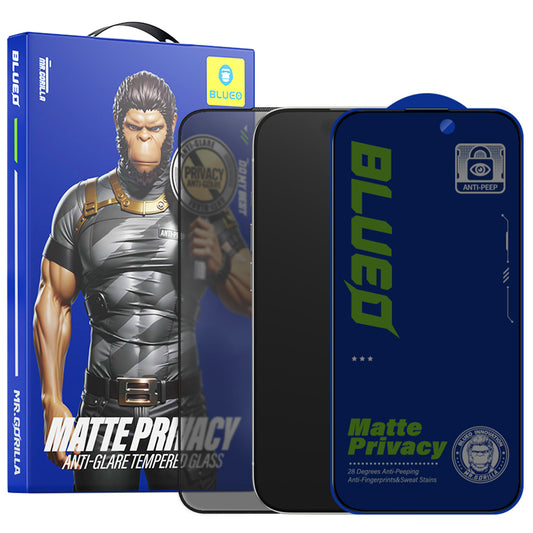 Folie de protectie Ecran Matte Privacy Blueo Anti-Peep pentru Apple iPhone 14 Pro Max, Sticla Securizata, Full Glue