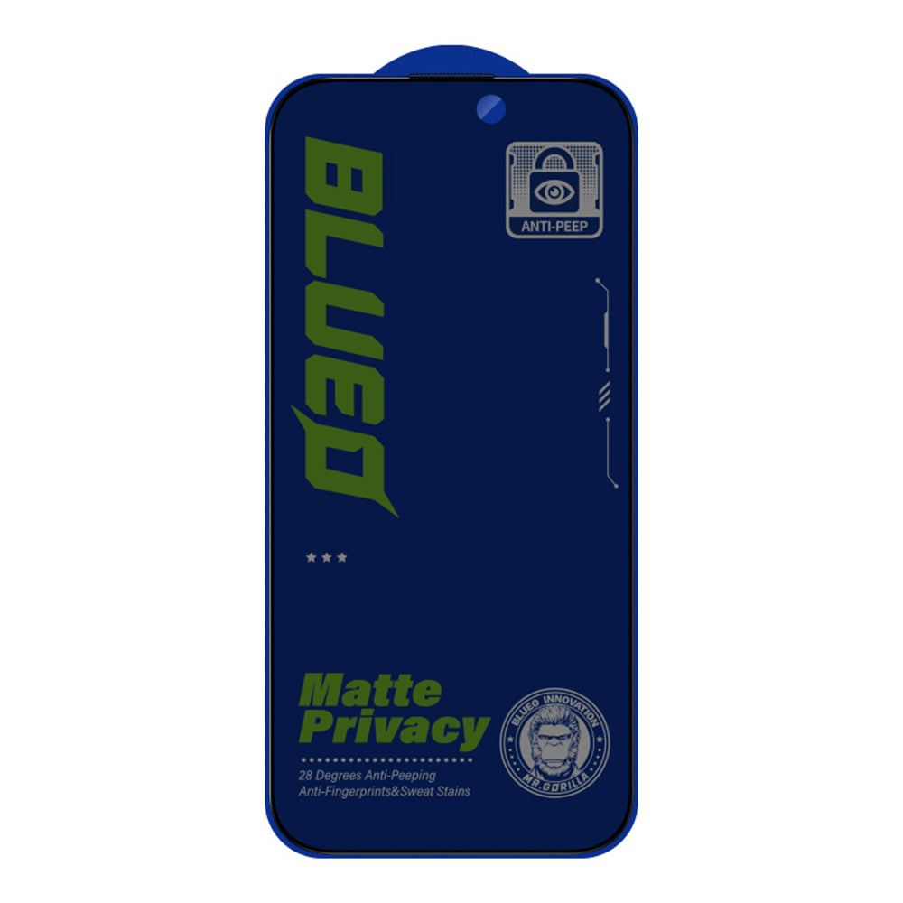 Folie de protectie Ecran Matte Privacy Blueo Anti-Peep pentru Apple iPhone 15 Pro Max, Sticla Securizata, Full Glue