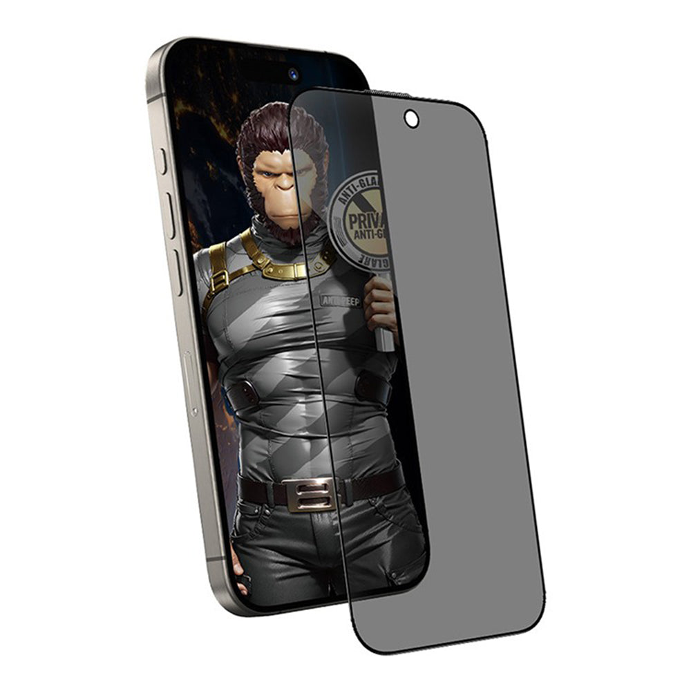 Folie de protectie Ecran Matte Privacy Blueo Anti-Peep pentru Apple iPhone 15 Pro, Sticla Securizata, Full Glue