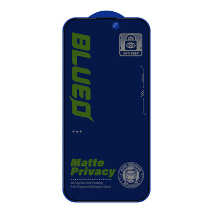 Folie de protectie Ecran Matte Privacy Blueo Anti-Peep pentru Apple iPhone 15 Pro, Sticla Securizata, Full Glue