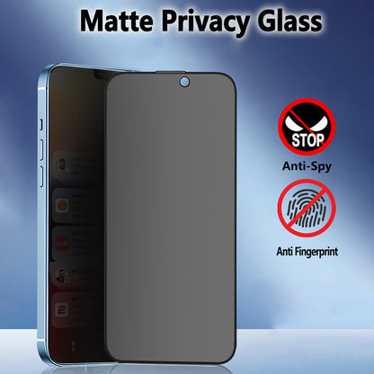 Folie de protectie Ecran Matte Privacy Blueo Anti-Peep pentru Apple iPhone 15 Pro, Sticla Securizata, Full Glue
