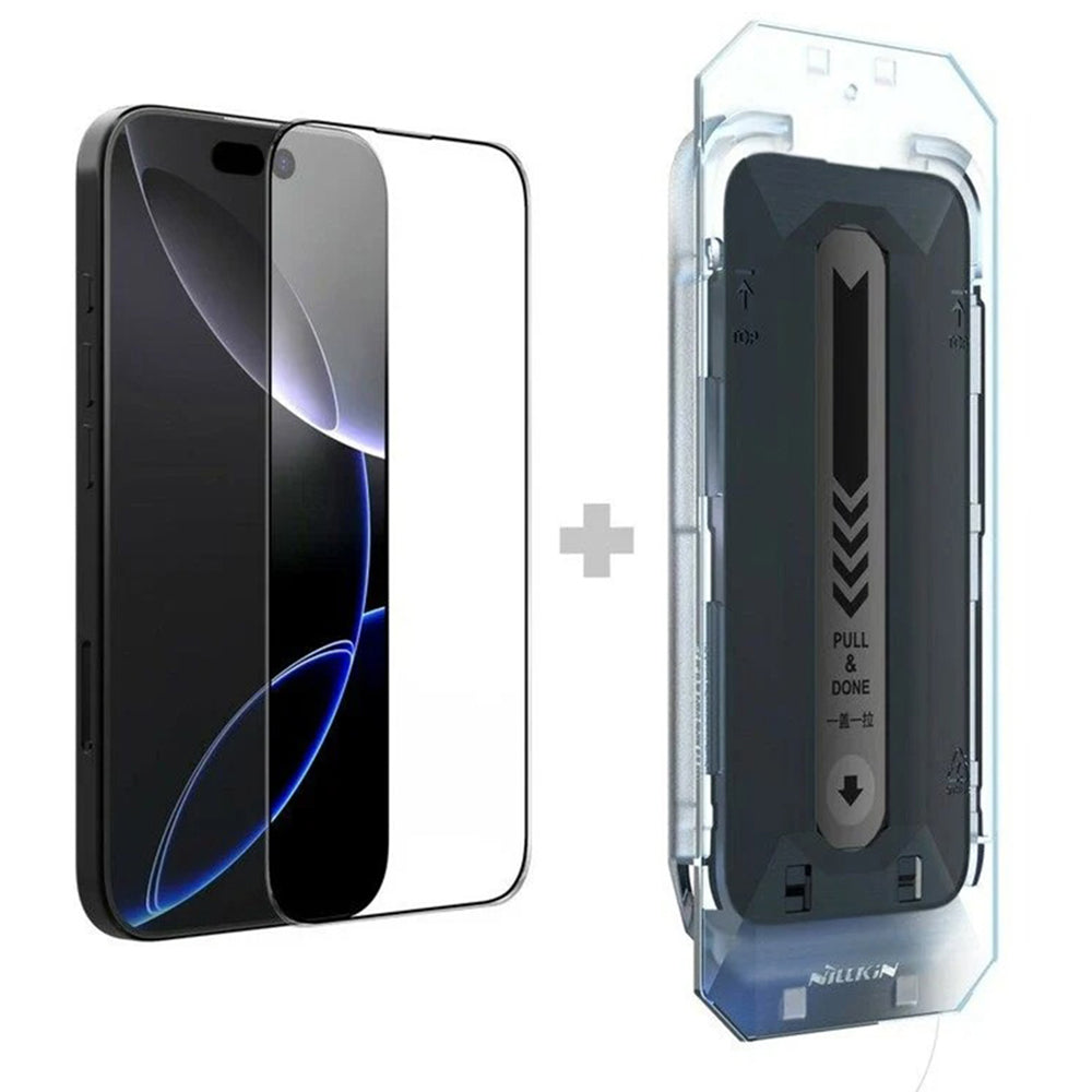 Folie de protectie Ecran Nillkin CP+ Pro with Applicator pentru Apple iPhone 16 Pro Max, Sticla Securizata, Full Glue, Neagra