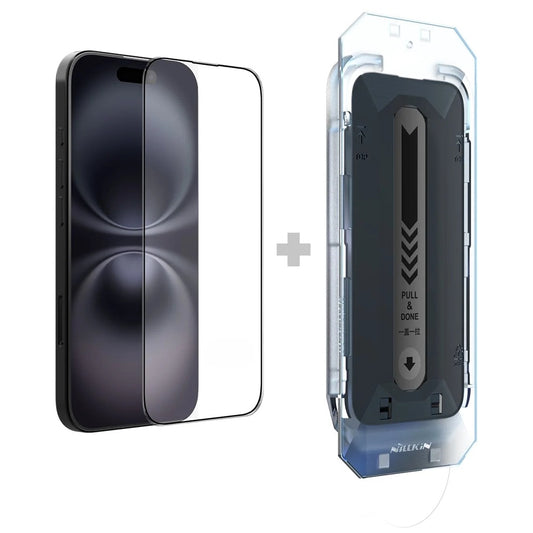 Folie de protectie Ecran Nillkin CP+ Pro with Applicator pentru Apple iPhone 16, Sticla Securizata, Full Glue, Neagra