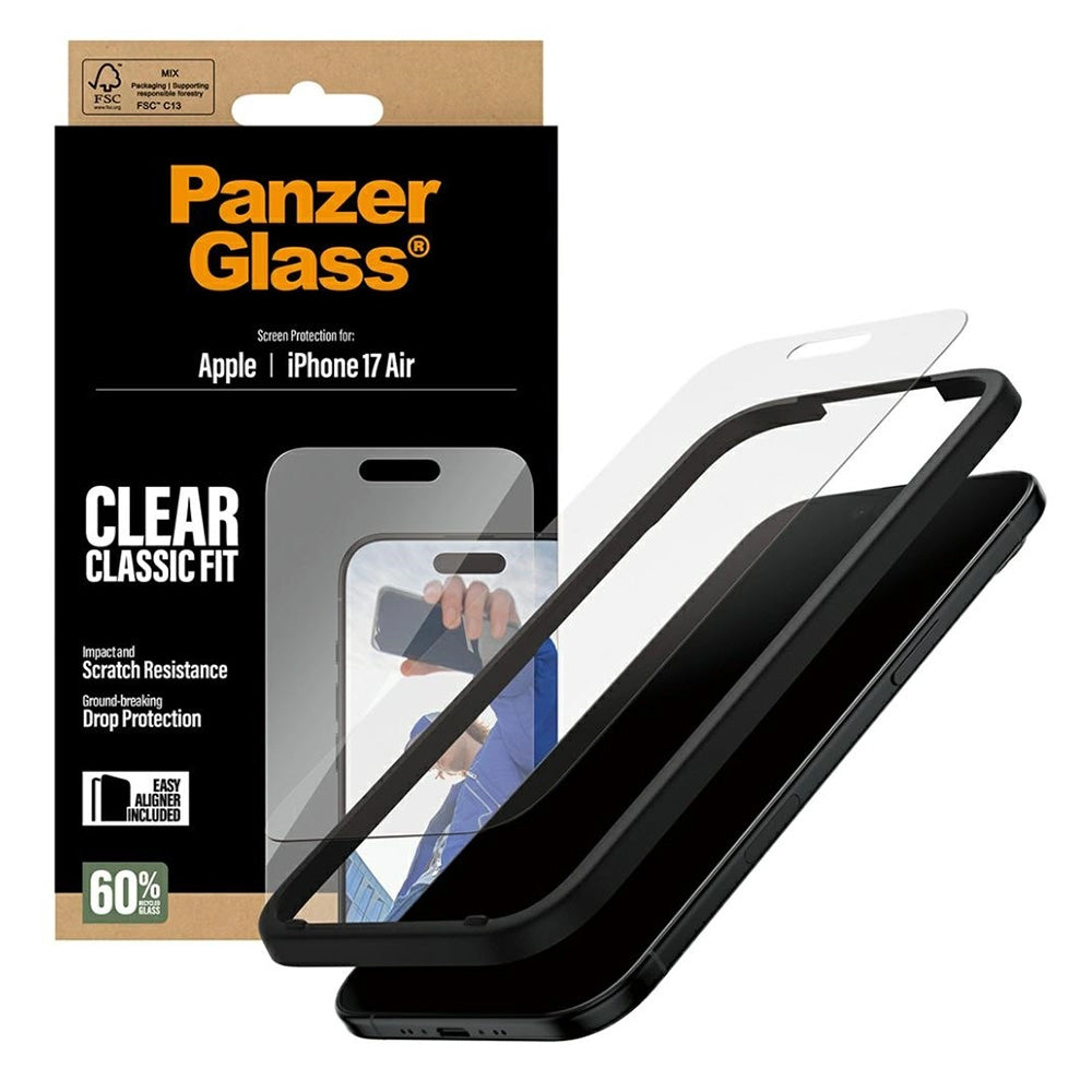 Folie de protectie Ecran PanzerGlass Classic Fit EasyAligner pentru Apple iPhone 17 Air, Sticla Securizata, Full Glue