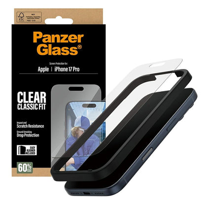 Folie de protectie Ecran PanzerGlass Classic Fit EasyAligner pentru Apple iPhone 17 Pro, Sticla Securizata, Full Glue